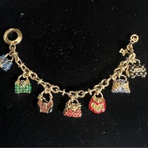 Gold Charm Bracelet with Colorful Handbag Charms